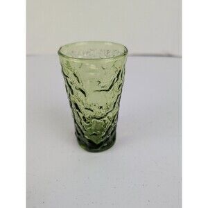 VTG 1970s Anchor Hocking Green Crinkle Juice Glass
